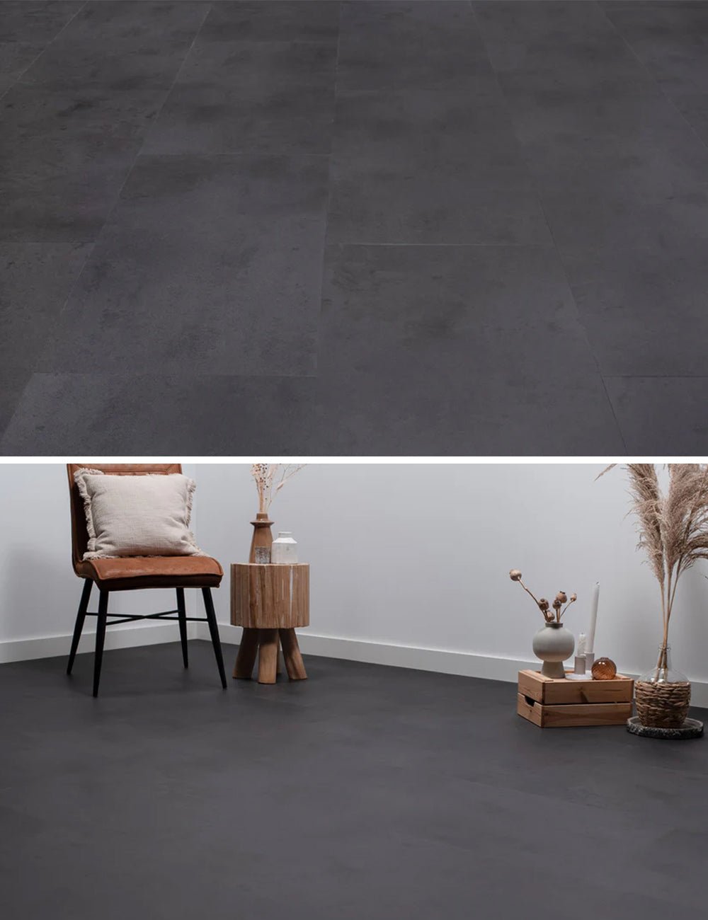 Floer Betonlook Zwart Tegel Click PVC FLR - 3802 - Solza.nl