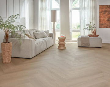 Walvisgraat vloer uitgelegd