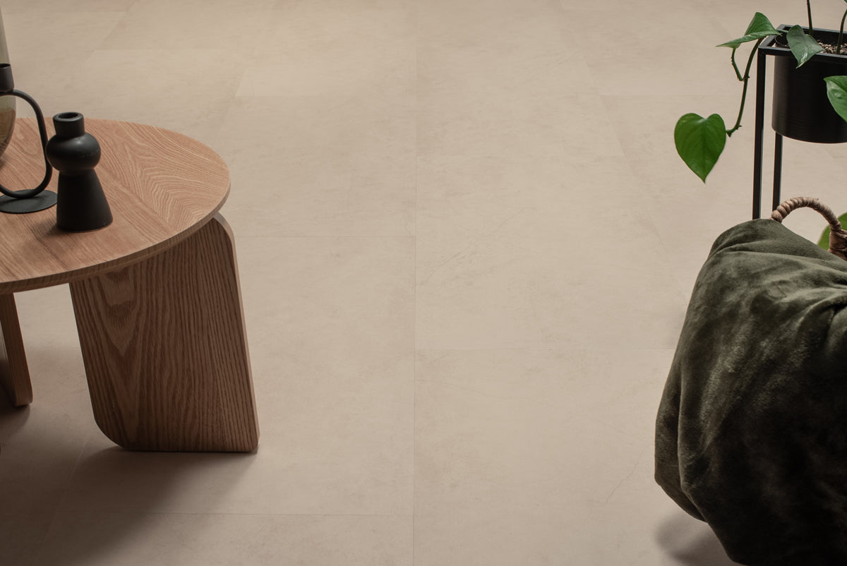Carrelage Floer aspect béton beige à clipser en PVC FLR-3800