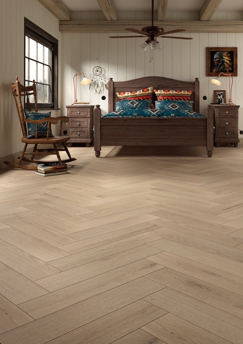 Floer Greige Eiken Hybride Laminaat Visgraat FLR - 1622 - Solza.nl