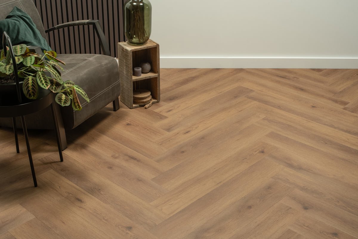 Floer Herringbone Click PVC Narwhal Nut Brown FLR-3912 - MEGAMAT