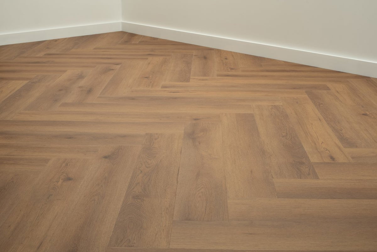 Floer Herringbone Click PVC Narwhal Nut Brown FLR-3912 - MEGAMAT