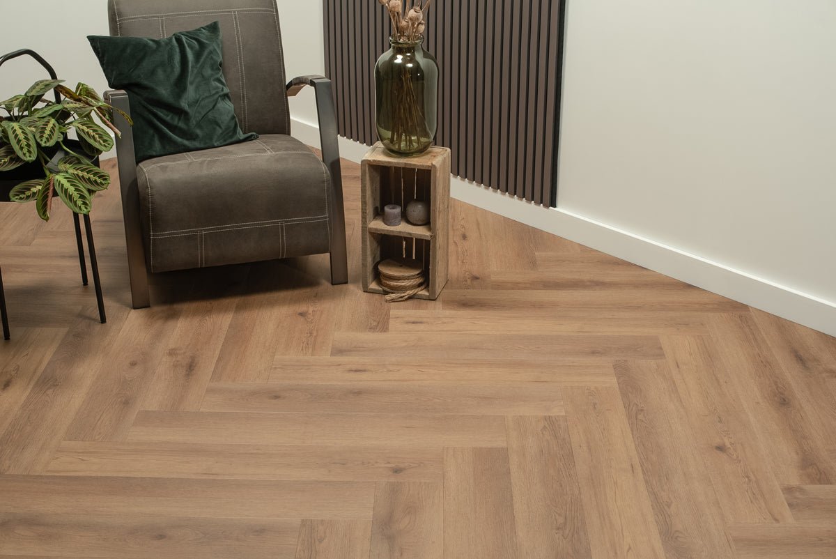 Floer Herringbone Click PVC Narwhal Nut Brown FLR-3912 - MEGAMAT