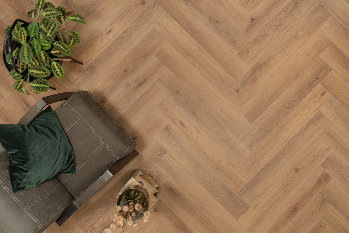 Floer Herringbone Click PVC Narwhal Nut Brown FLR-3912 - MEGAMAT