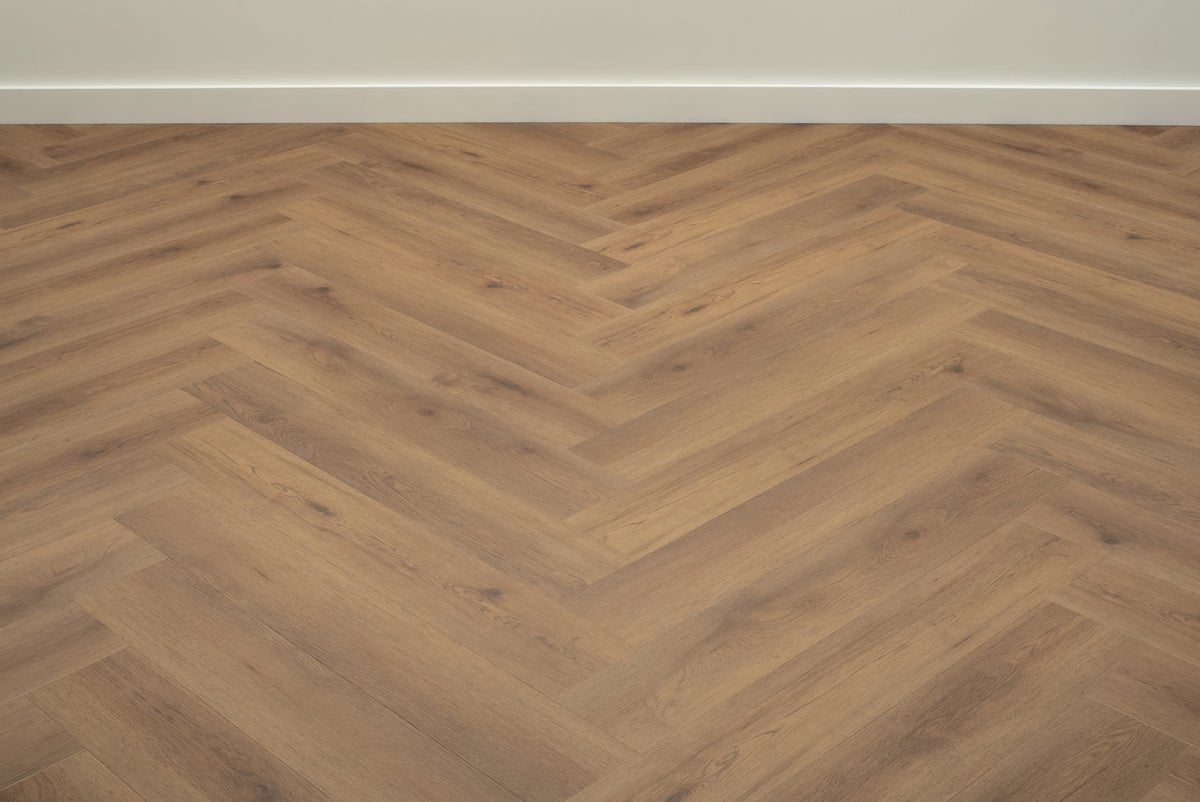 Floer Herringbone Click PVC Narwhal Nut Brown FLR-3912 - MEGAMAT
