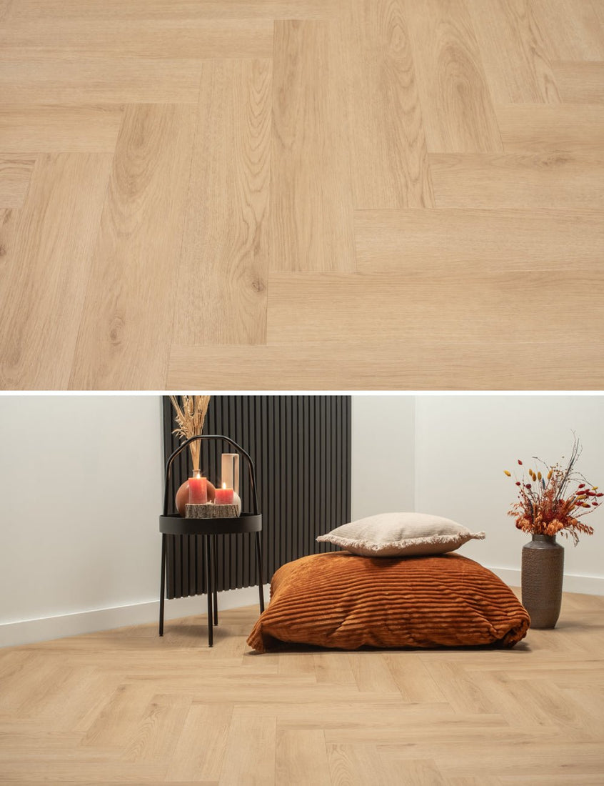 Floer Visgraat PVC Natuur Eiken FLR-3513 MEGAMAT - Bryde Bruin Visgraat - Solza.nl